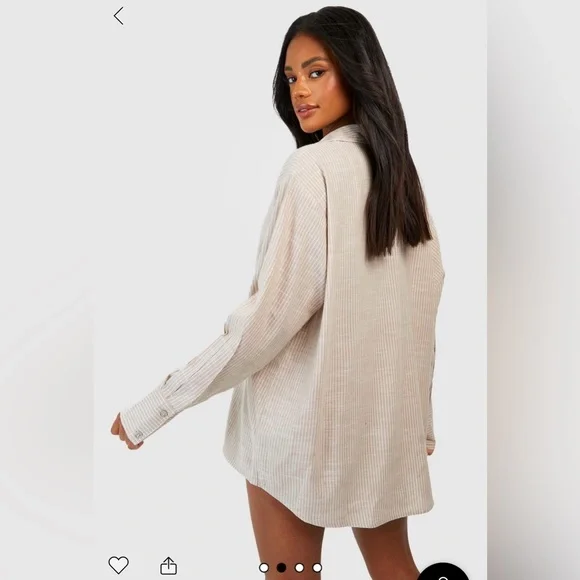 NWOT COTTON TONAL PINSTRIPE PAJAMA SET - Picture 6 of 6